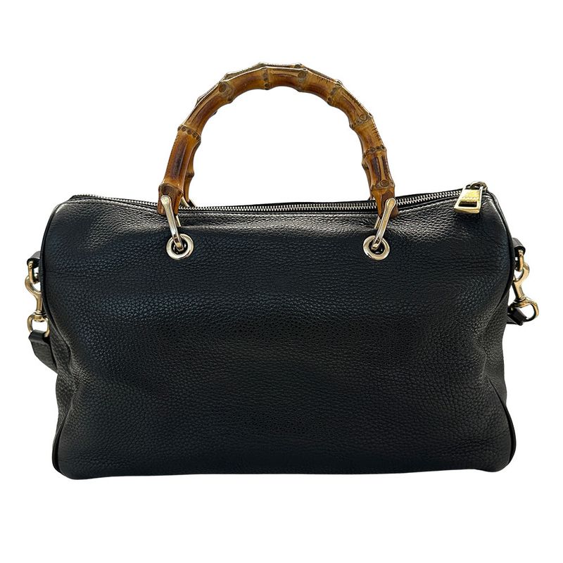 Gucci Bag Women's Men's Brand Bamboo Handbag Shoulder Bag 2way Leather Black