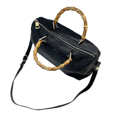Gucci Bag Women's Men's Brand Bamboo Handbag Shoulder Bag 2way Leather Black