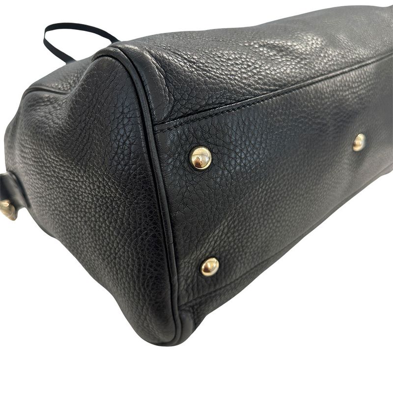 Gucci Bag Women's Men's Brand Bamboo Handbag Shoulder Bag 2way Leather Black