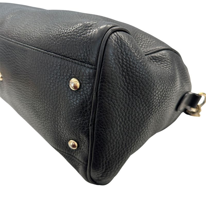 Gucci Bag Women's Men's Brand Bamboo Handbag Shoulder Bag 2way Leather Black