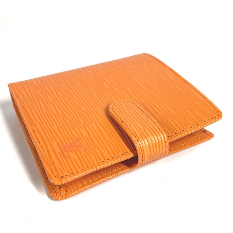 Louis Vuitton Bifold Wallet Portobier Compact M6355h Epi Leather Mandarin Orange
