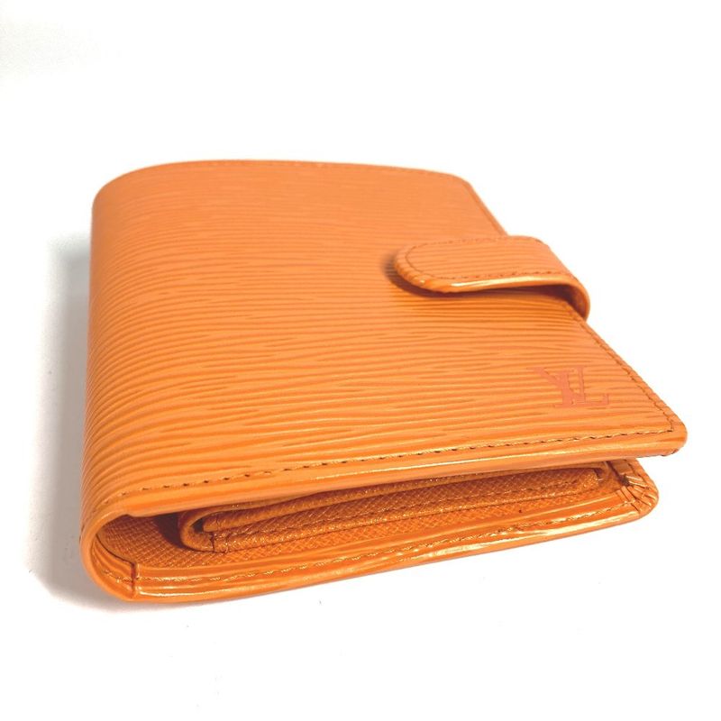 Louis Vuitton Bifold Wallet Portobier Compact M6355h Epi Leather Mandarin Orange