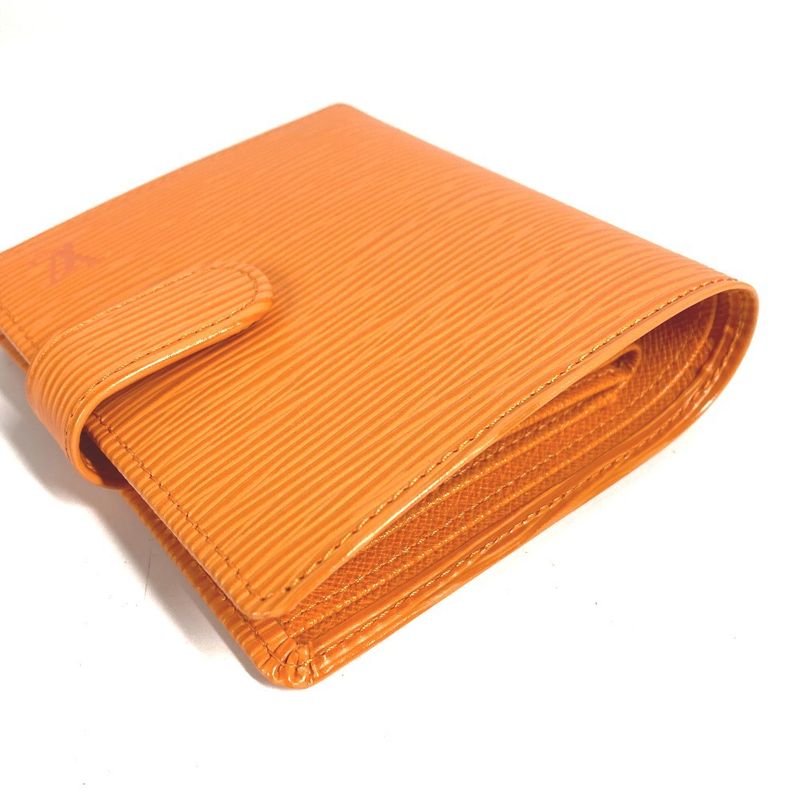 Louis Vuitton Bifold Wallet Portobier Compact M6355h Epi Leather Mandarin Orange