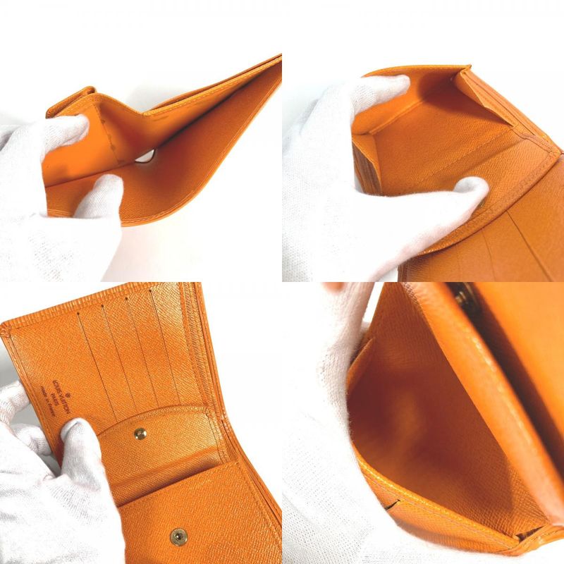 Louis Vuitton Bifold Wallet Portobier Compact M6355h Epi Leather Mandarin Orange