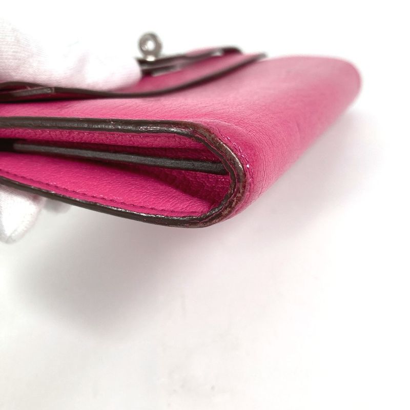 Hermes Long Wallet Kelly Wallet Chevre Rose Shocking Pink