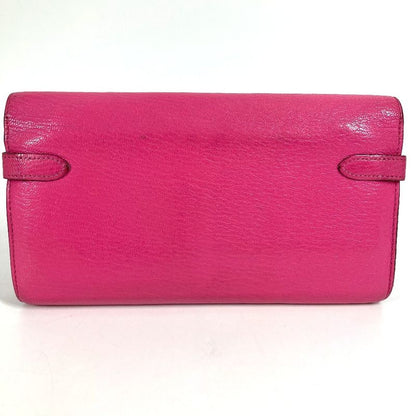 Hermes Long Wallet Kelly Wallet Chevre Rose Shocking Pink