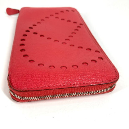 Hermes Long Wallet Evelyn Azap Long Chevre Red Series