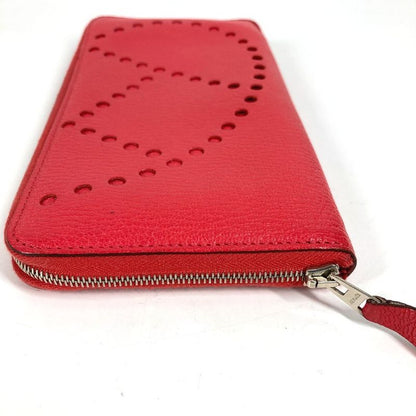 Hermes Long Wallet Evelyn Azap Long Chevre Red Series