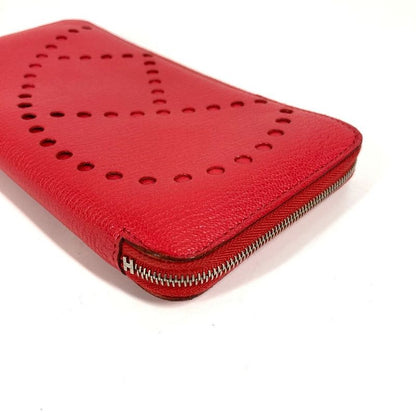 Hermes Long Wallet Evelyn Azap Long Chevre Red Series