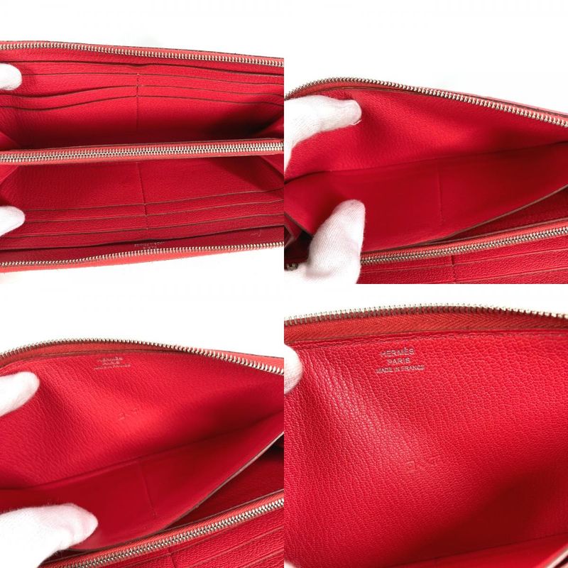 Hermes Long Wallet Evelyn Azap Long Chevre Red Series
