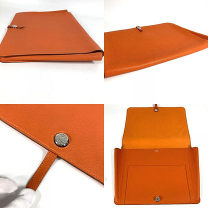 Hermes Clutch Bag Dogon Meeting Dogon Meeting Taurillon Clemence Orange