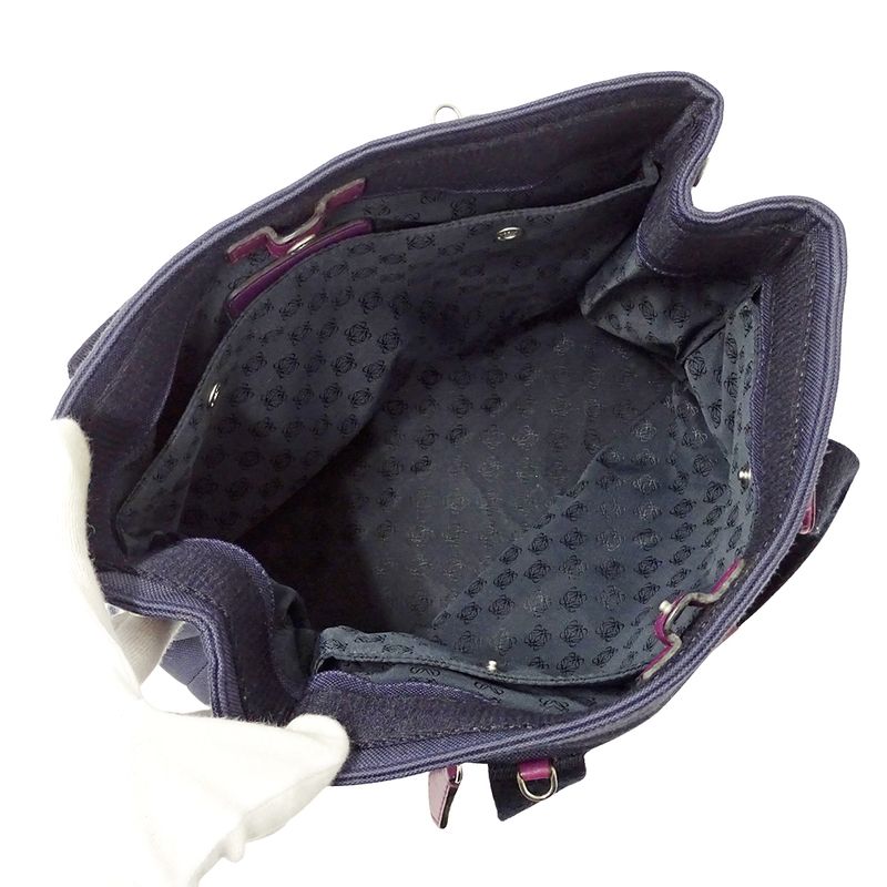 Loewe Bag Women's Brand Handbag Shoulder Bag 2way Canvas Navy Tassel Fringe