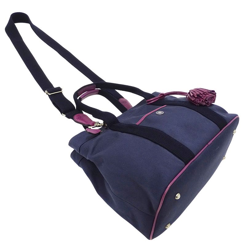 Loewe Bag Women's Brand Handbag Shoulder Bag 2way Canvas Navy Tassel Fringe
