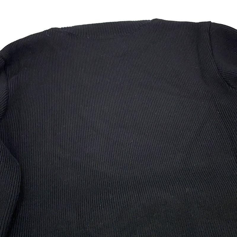 Celine Knit Triomphe Bottom Neck Sweater XS Black Off-white