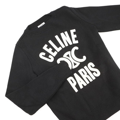 Celine Knit Triomphe Bottom Neck Sweater XS Black Off-white