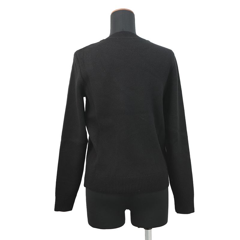 Celine Knit Triomphe Bottom Neck Sweater XS Black Off-white