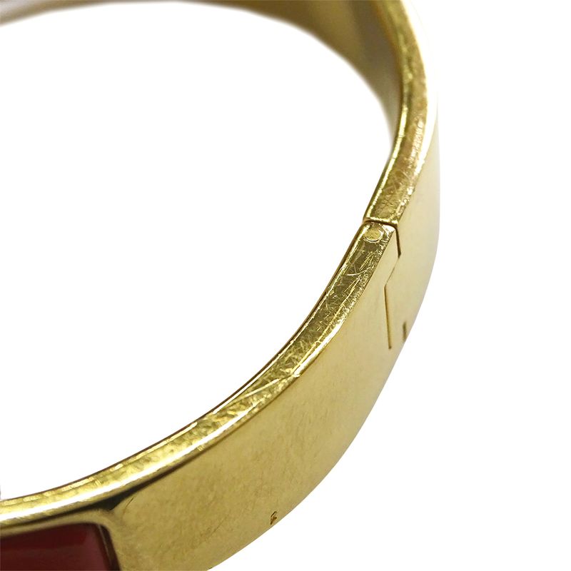 Hermes Bracelet Ladies  Click H PM Bangle Orange Gold Stylish Cool