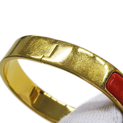 Hermes Bracelet Ladies  Click H PM Bangle Orange Gold Stylish Cool
