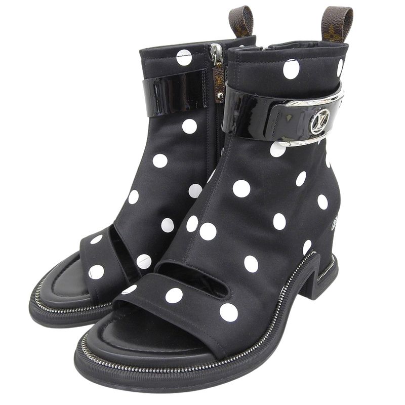 Louis Vuitton Similar Moonlight Dot Pattern Open Toe Boots Shoes Ladies Black 38