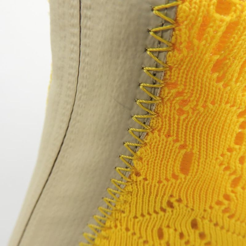 Fendi Unused Mesh Pointed Toe Back Zip Knit Boots Shoes Women's Yellow 38