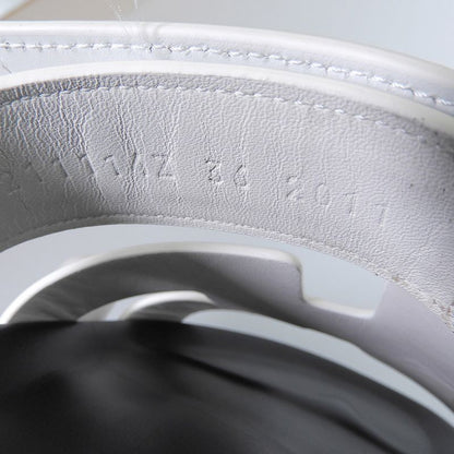 Hermes Chypre Flat Leather H Sandals Shoes Women's White 36