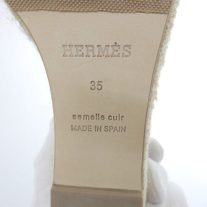 Hermes Similar Elda Leather Strap Espadrille Sandals Shoes Women's White 35