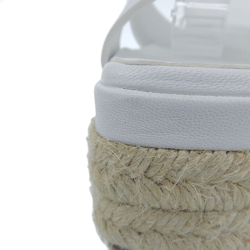 Hermes Similar Elda Leather Strap Espadrille Sandals Shoes Women's White 35