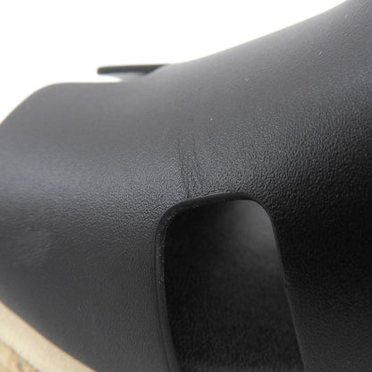 Hermes Ezu 30 H Cork Wedge Sole Sandals Shoes Women's Leather Black 34