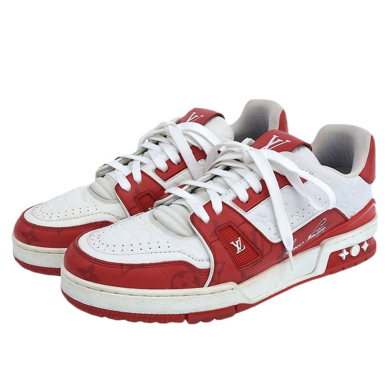 Louis Vuitton Trainer Line Sneakers #54 Shoes Men's Red X White 25.5cm (10.04in)