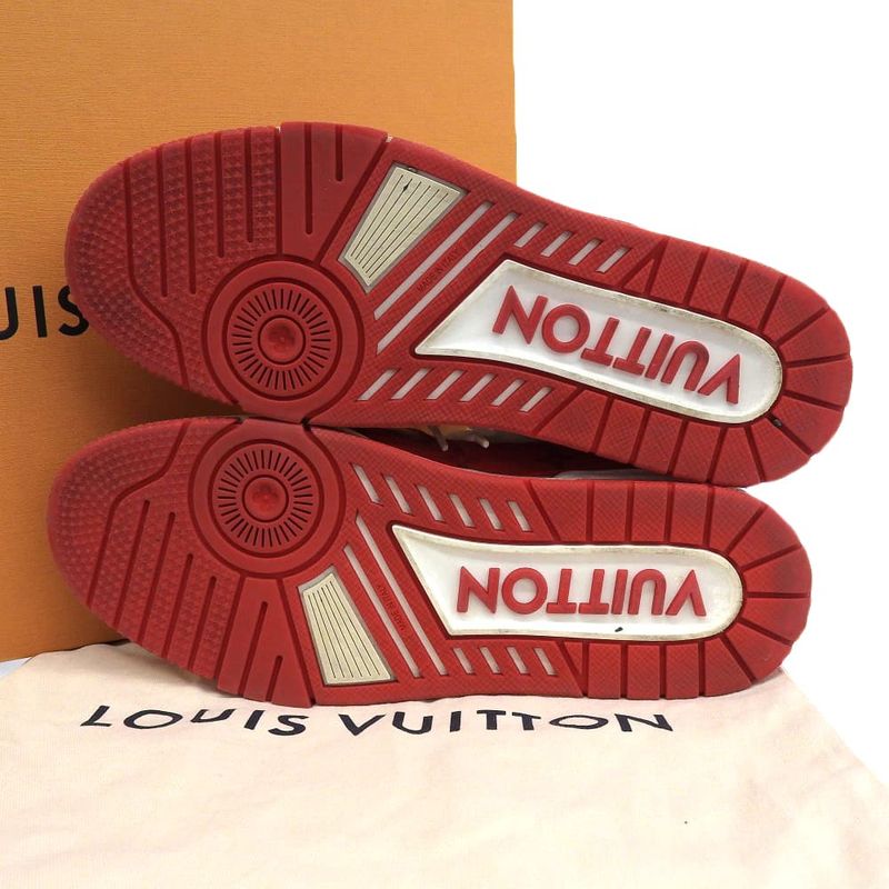 Louis Vuitton Trainer Line Sneakers #54 Shoes Men's Red X White 25.5cm (10.04in)