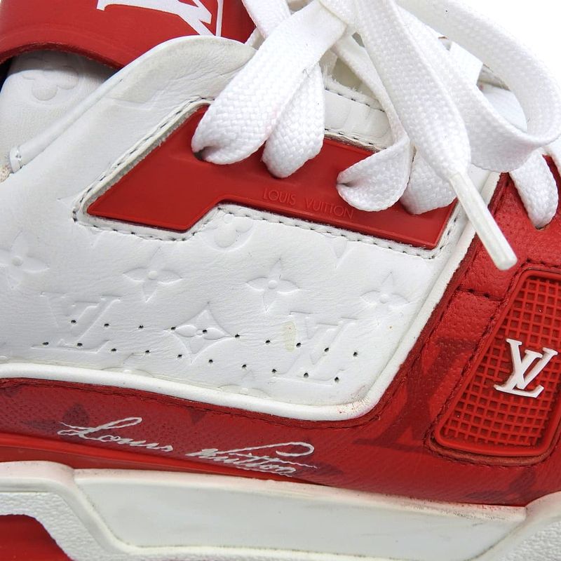 Louis Vuitton Trainer Line Sneakers #54 Shoes Men's Red X White 25.5cm (10.04in)