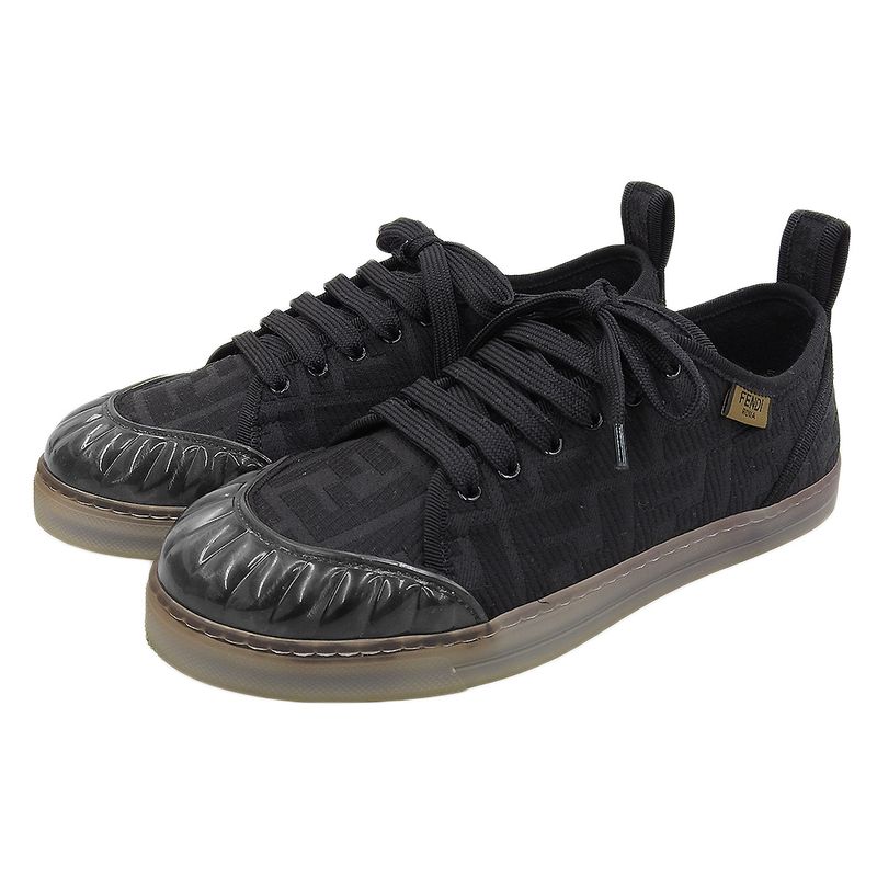 Similar To Fendi Zucca Pattern Clear Sole Low Cut Sneakers Shoes Ladies Black