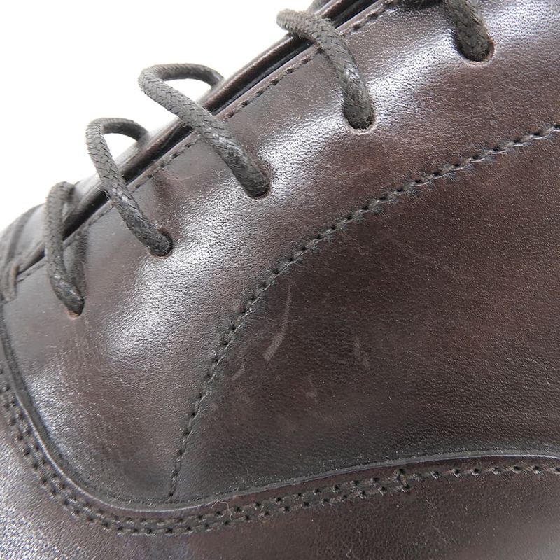 Prada Cap Toe Inner Feather 5 Eyelet Shoes Men's Leather Brown 6 1 2 2eb129 6.5