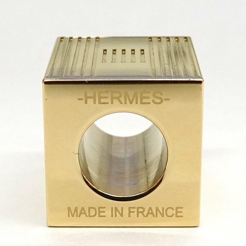 Hermes Scarf Ring Cube Teme H Motif Metal Gold GD Made In France