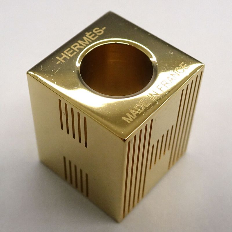 Hermes Scarf Ring Cube Teme H Motif Metal Gold GD Made In France