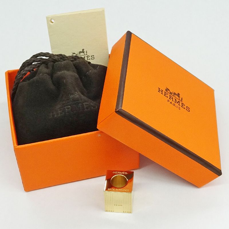 Hermes Scarf Ring Cube Teme H Motif Metal Gold GD Made In France