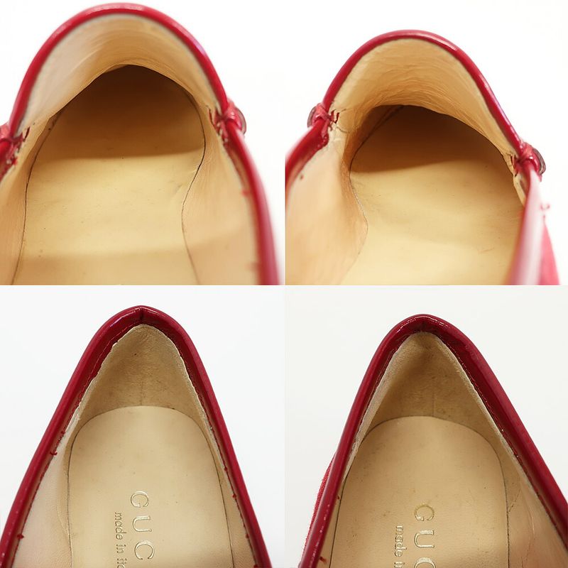 Gucci Loafers Horsebit GG Canvas Leather All Over Pattern Red Silver