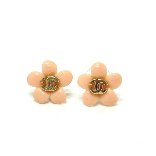 Chanel Earrings Flower Heremark A27958 Plastic Pink