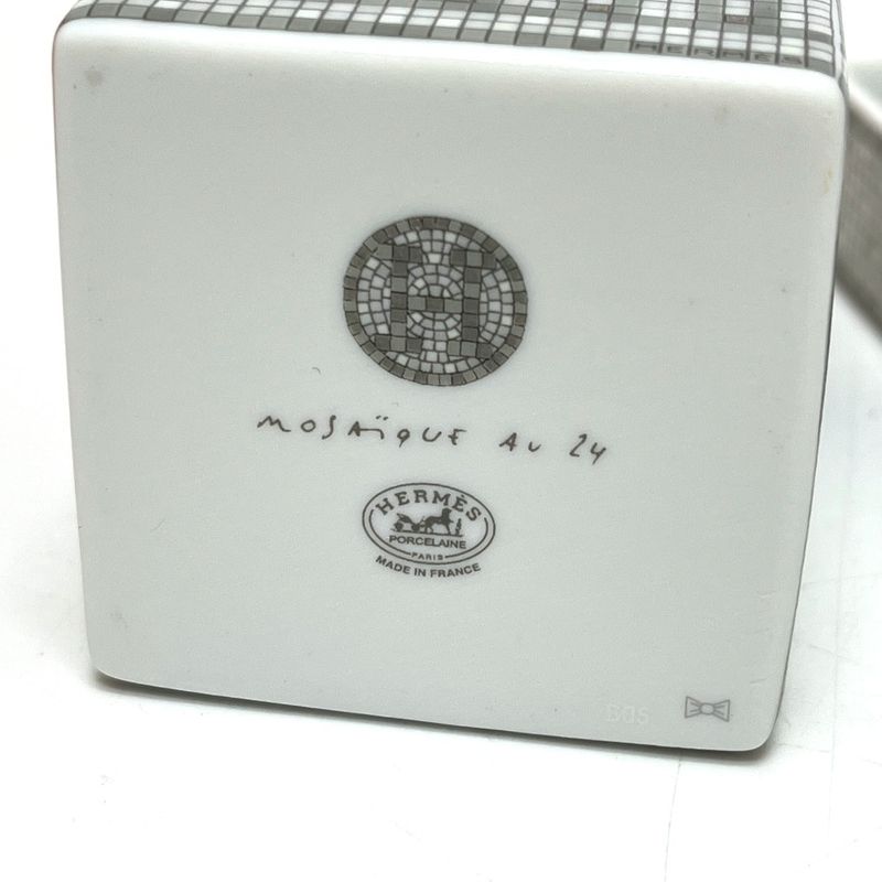 Hermes Miscellaneous Sugar Pot Box <mosaic 24> P Pottery Gray