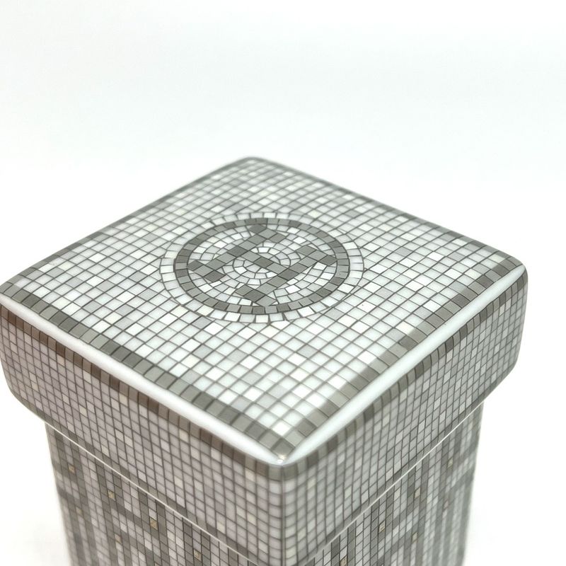 Hermes Miscellaneous Sugar Pot Box <mosaic 24> P Pottery Gray