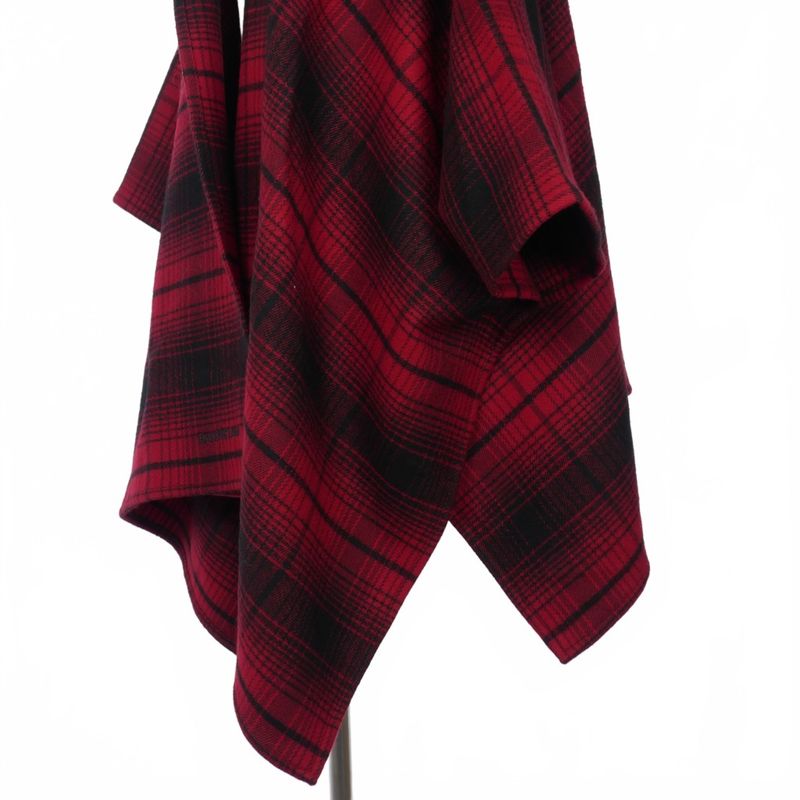 Balenciaga Hooded Check Poncho Cape Logo Embroidery Red