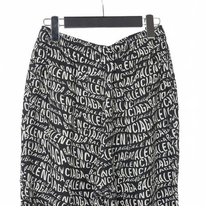 Balenciaga Wave Logo All Over Pattern Easy Pants Slacks Waist Togo 34 Black