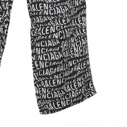 Balenciaga Wave Logo All Over Pattern Easy Pants Slacks Waist Togo 34 Black