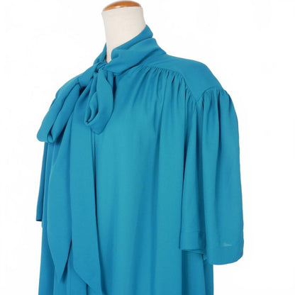 Balenciaga 20ss Scarf Ribbon Blouse Shirt Oversize Short Sleeve 36 Blue 602571