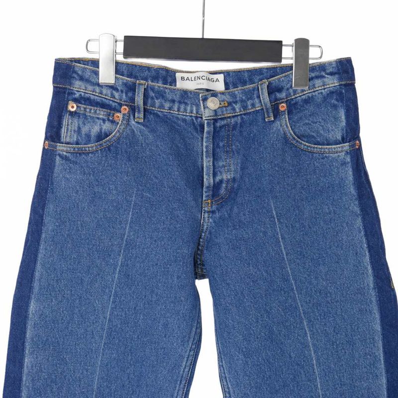 Balenciaga Rockabilly Washed Cropped Denim Pants 34 Indigo Blue 446445
