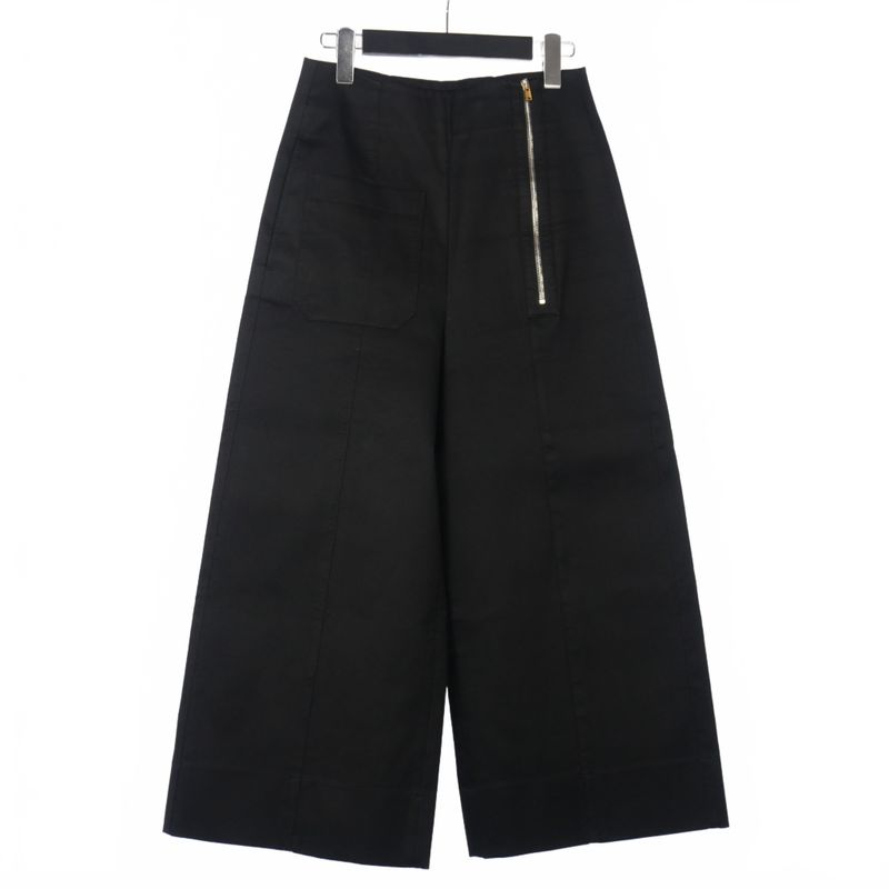 Balenciaga Front Zip Pocket Wide Pants Beltless 36 Black