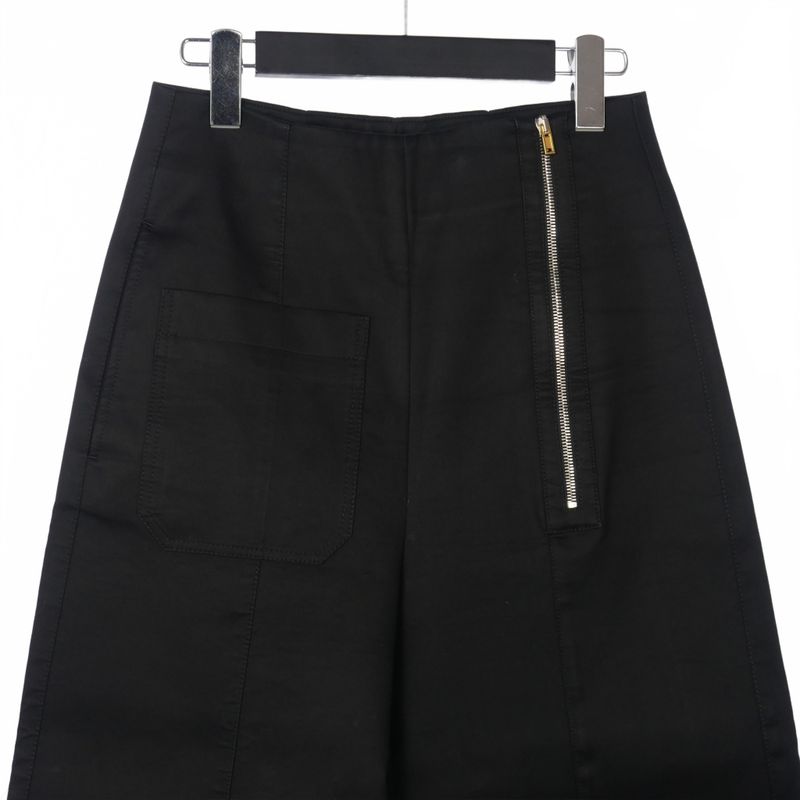 Balenciaga Front Zip Pocket Wide Pants Beltless 36 Black