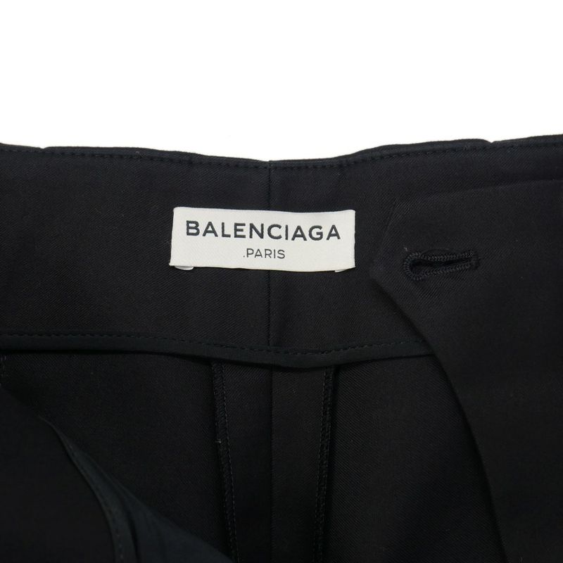 Balenciaga Front Zip Pocket Wide Pants Beltless 36 Black