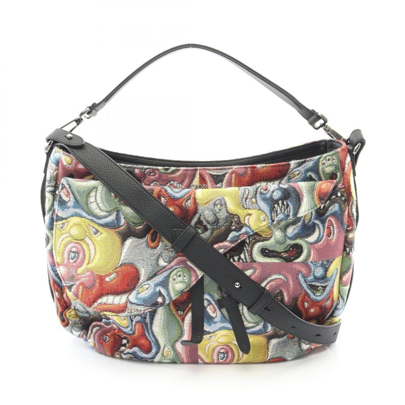 Dior Shoulder Bag Christian Dior X Kenny Scharf Saddle Multi Canvas Leather