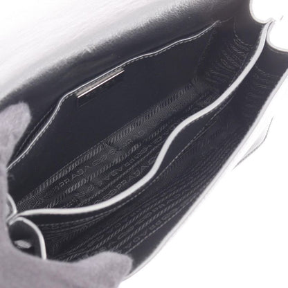 Prada Shoulder Bag Glace'calf 1 Bd296 Black Leather Triangle Logo